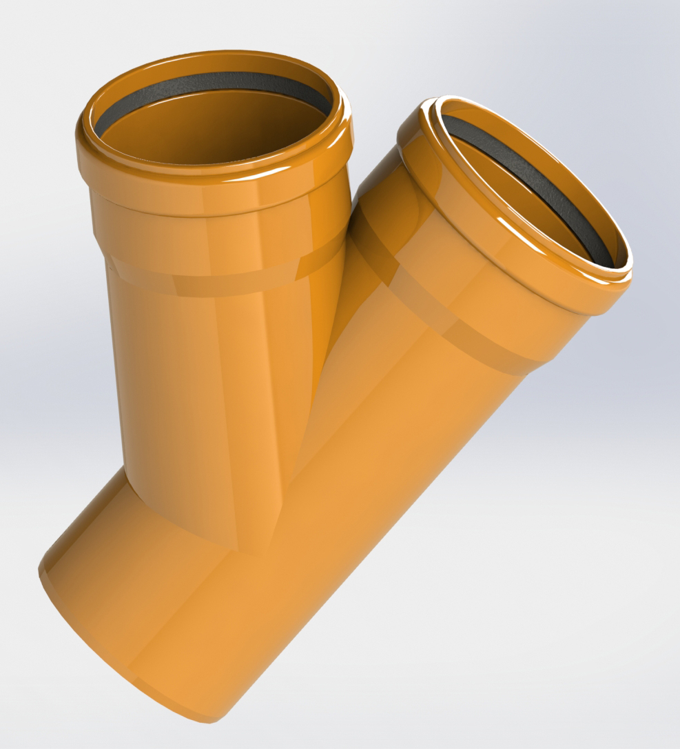 下水管接头，直径# 1-110毫米，直径# 2-110毫米，角度45，材料PVC-U