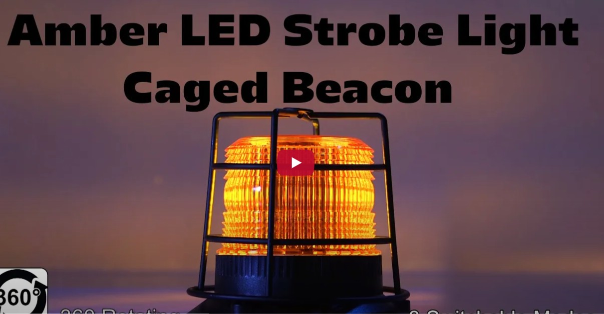 琥珀色LED频闪灯标准灯带有保护性线笼_工业和安全警告灯