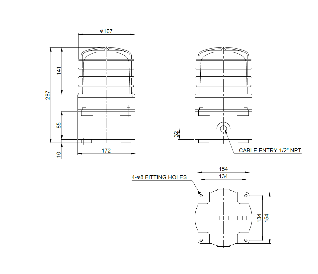 琥珀色LED频闪灯标准灯带有保护性线笼_工业和安全警告灯