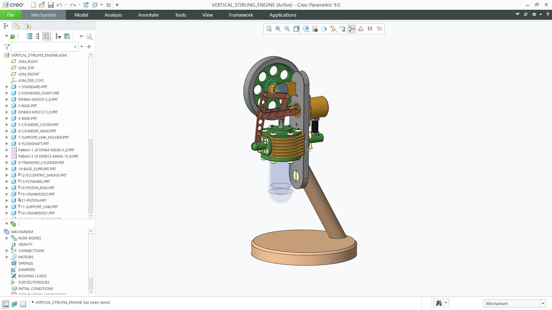 垂直斯特林引擎_ 3D CAD模型（CREO参数）
