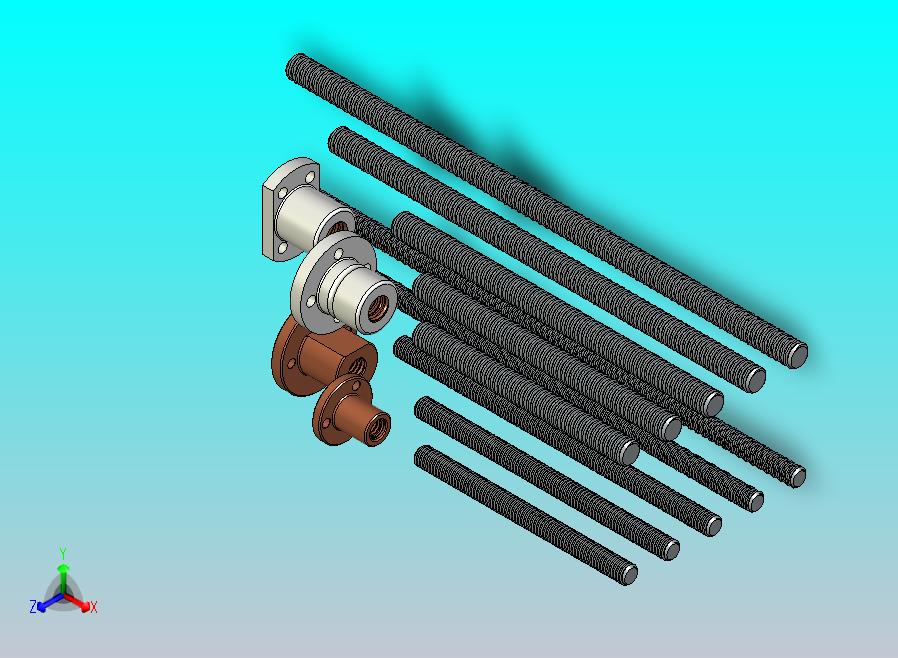 丝杆滑块梯形Tr 8 e Tr 10 com尺寸为100mm - 240mm