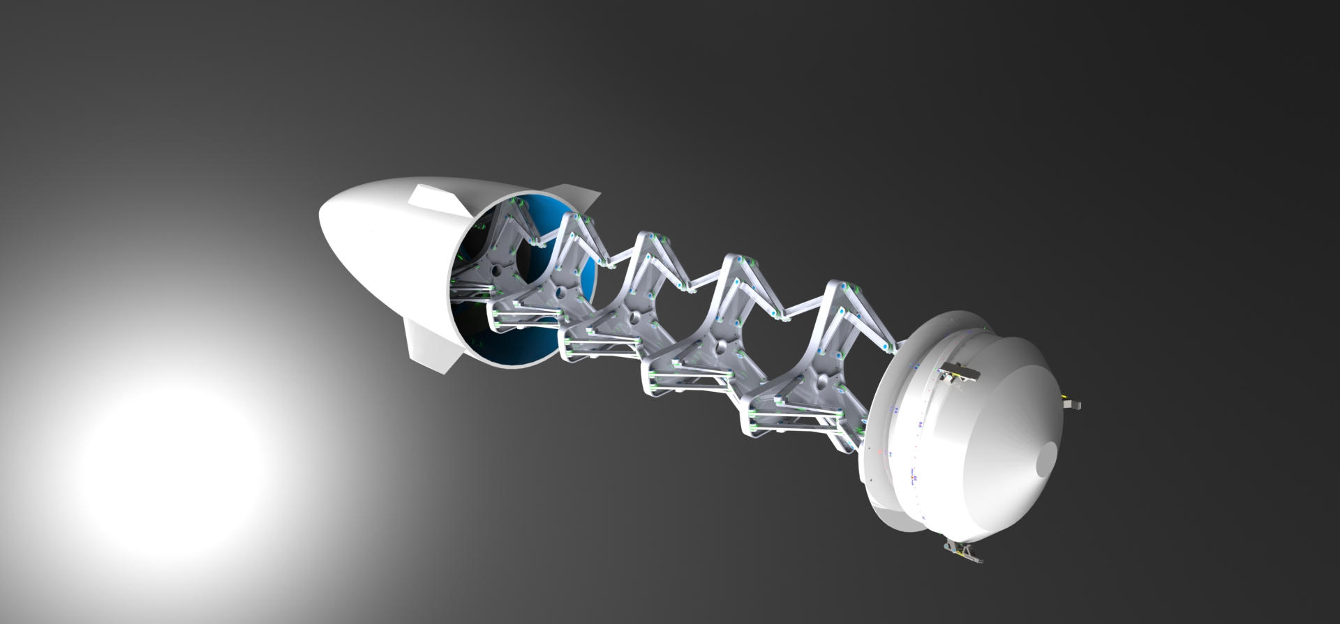 三段式 夹紧-展开-释放与弹射结构