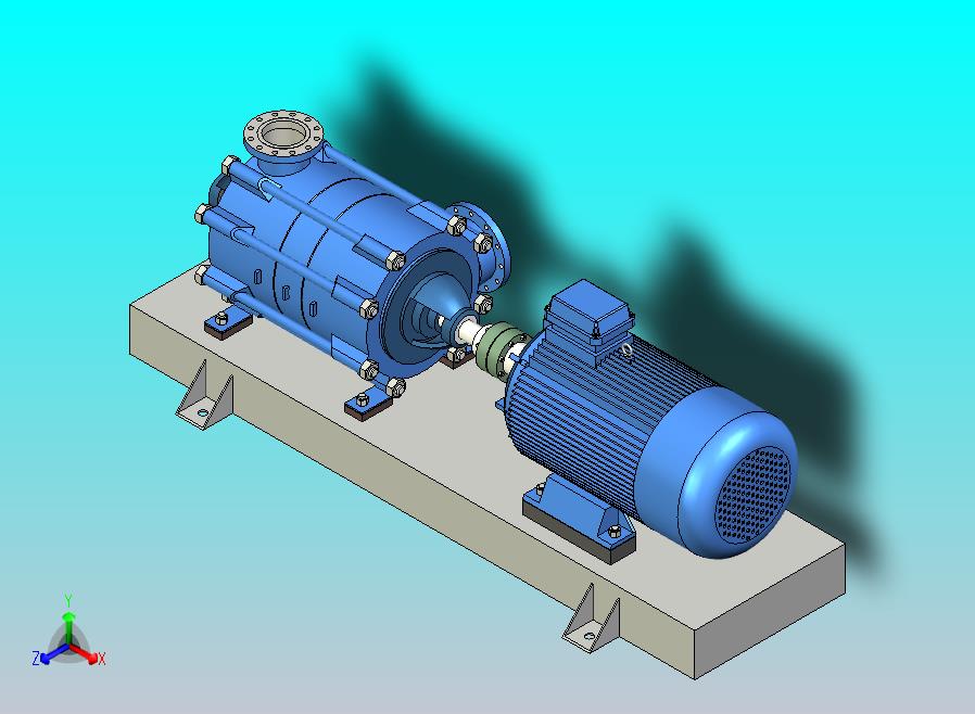 水平泵 - 电动机和柔性耦合