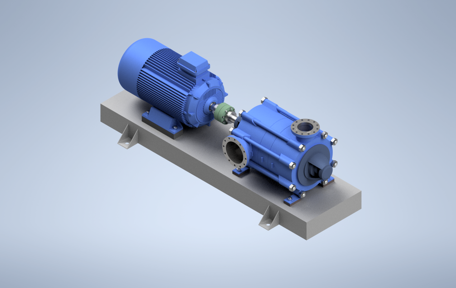 水平泵 - 电动机和柔性耦合