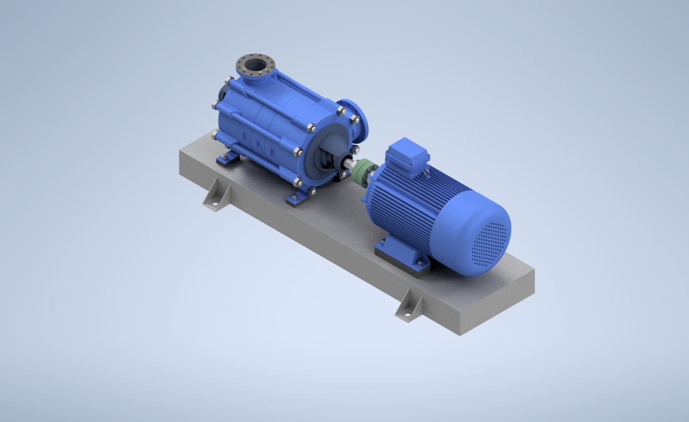 水平泵 - 电动机和柔性耦合