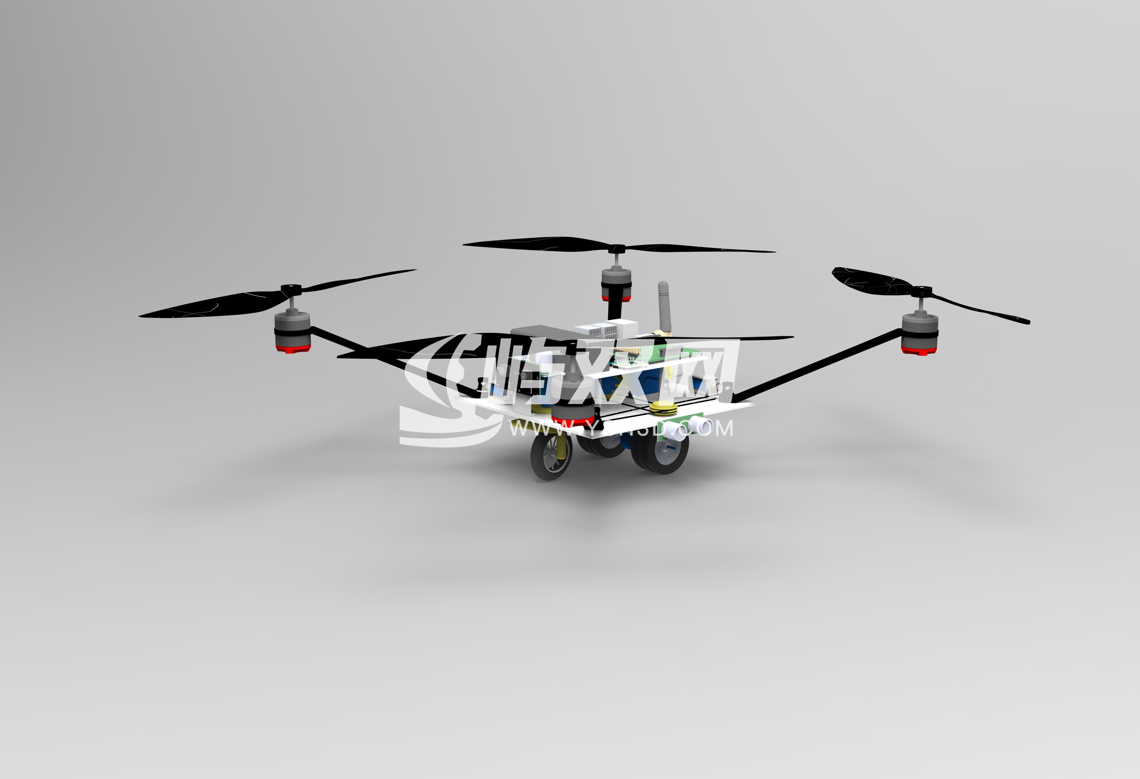 轮式驱动四轴无人机结构