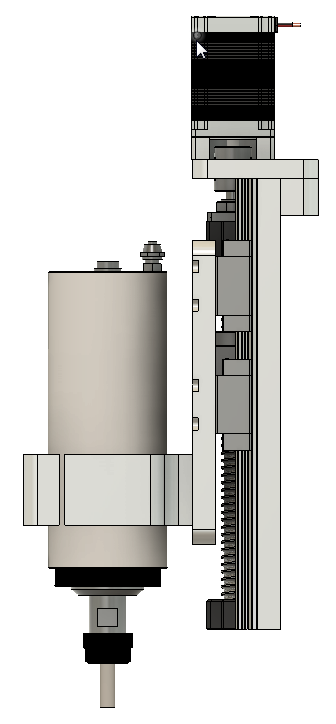 CNC刳刨机Z轴组件的Fusion 360参数模型，具有15毫米Hiwin导轨、16毫米滚珠丝杠和Nema23步进电机
