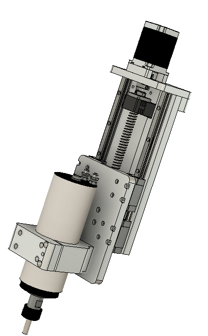 CNC刳刨机Z轴组件的Fusion 360参数模型，具有15毫米Hiwin导轨、16毫米滚珠丝杠和Nema23步进电机