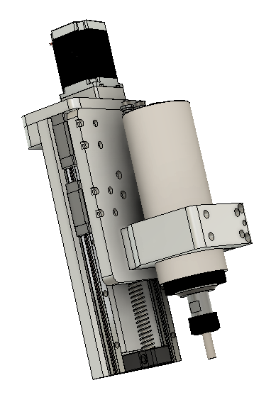 CNC刳刨机Z轴组件的Fusion 360参数模型，具有15毫米Hiwin导轨、16毫米滚珠丝杠和Nema23步进电机