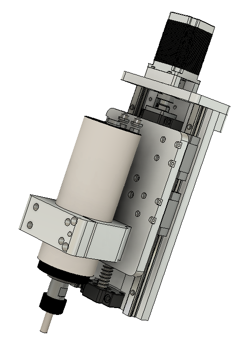 CNC刳刨机Z轴组件的Fusion 360参数模型，具有15毫米Hiwin导轨、16毫米滚珠丝杠和Nema23步进电机