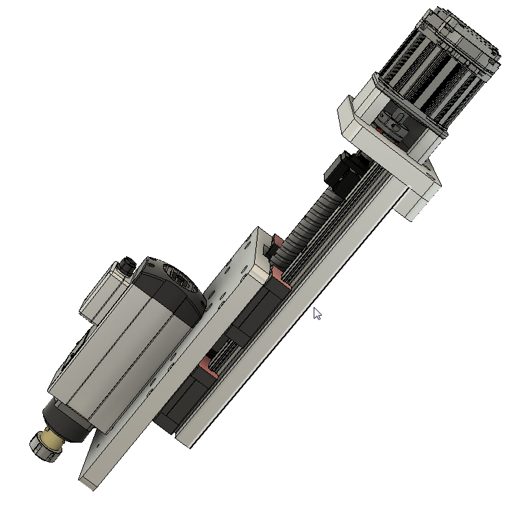 CNC刳刨机Z轴组件的Fusion 360参数模型，具有20毫米Hiwin导轨、20毫米滚珠丝杠和Nema34 Clearpath伺服电机