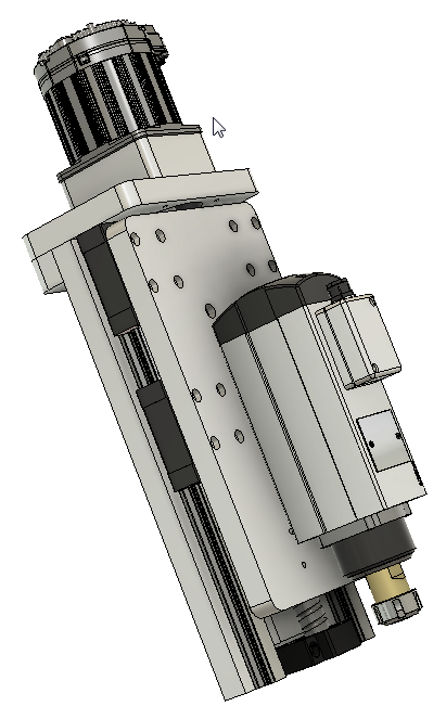 CNC刳刨机Z轴组件的Fusion 360参数模型，具有20毫米Hiwin导轨、20毫米滚珠丝杠和Nema34 Clearpath伺服电机