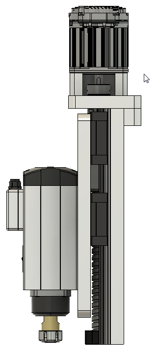 CNC刳刨机Z轴组件的Fusion 360参数模型，具有20毫米Hiwin导轨、20毫米滚珠丝杠和Nema34 Clearpath伺服电机