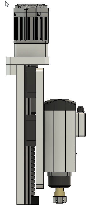 CNC刳刨机Z轴组件的Fusion 360参数模型，具有20毫米Hiwin导轨、20毫米滚珠丝杠和Nema34 Clearpath伺服电机