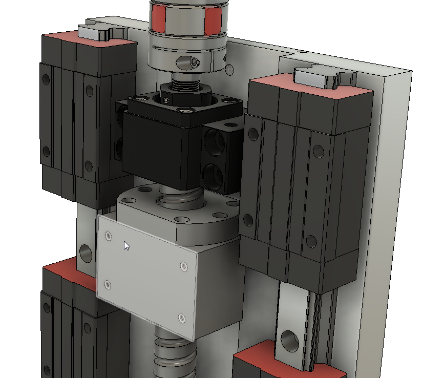 CNC刳刨机Z轴组件的Fusion 360参数模型，具有20毫米Hiwin导轨、20毫米滚珠丝杠和Nema34 Clearpath伺服电机
