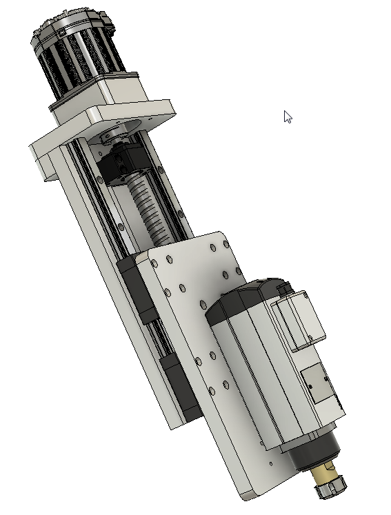 CNC刳刨机Z轴组件的Fusion 360参数模型，具有20毫米Hiwin导轨、20毫米滚珠丝杠和Nema34 Clearpath伺服电机