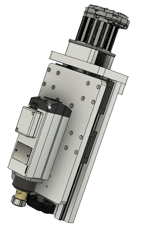 CNC刳刨机Z轴组件的Fusion 360参数模型，具有20毫米Hiwin导轨、20毫米滚珠丝杠和Nema34 Clearpath伺服电机