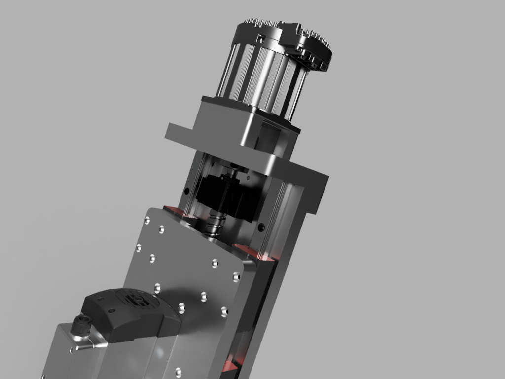 CNC刳刨机Z轴组件的Fusion 360参数模型，具有20毫米Hiwin导轨、20毫米滚珠丝杠和Nema34 Clearpath伺服电机