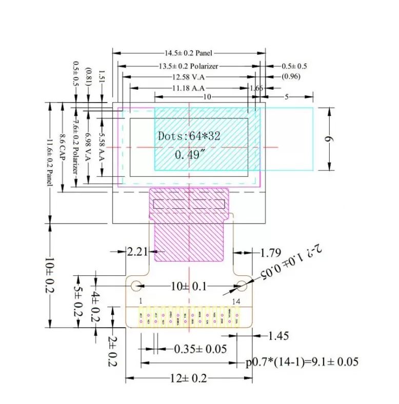 OLED 0.49英寸白色64x32 IIC SSD1306