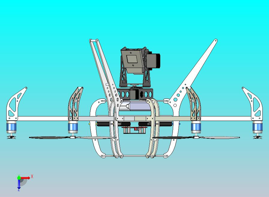 六翼航拍器无人机3D图纸三维建模