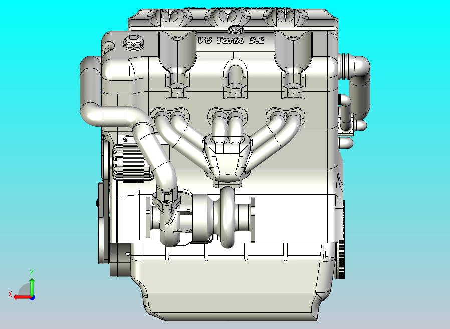 V6 Turbo发动机3D图纸三维模型