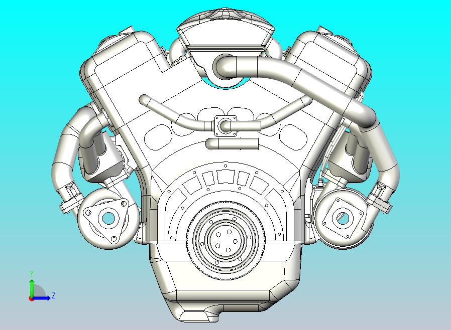 V6 Turbo发动机3D图纸三维模型