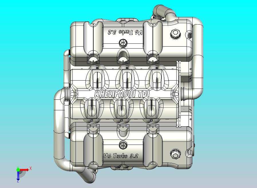V6 Turbo发动机3D图纸三维模型