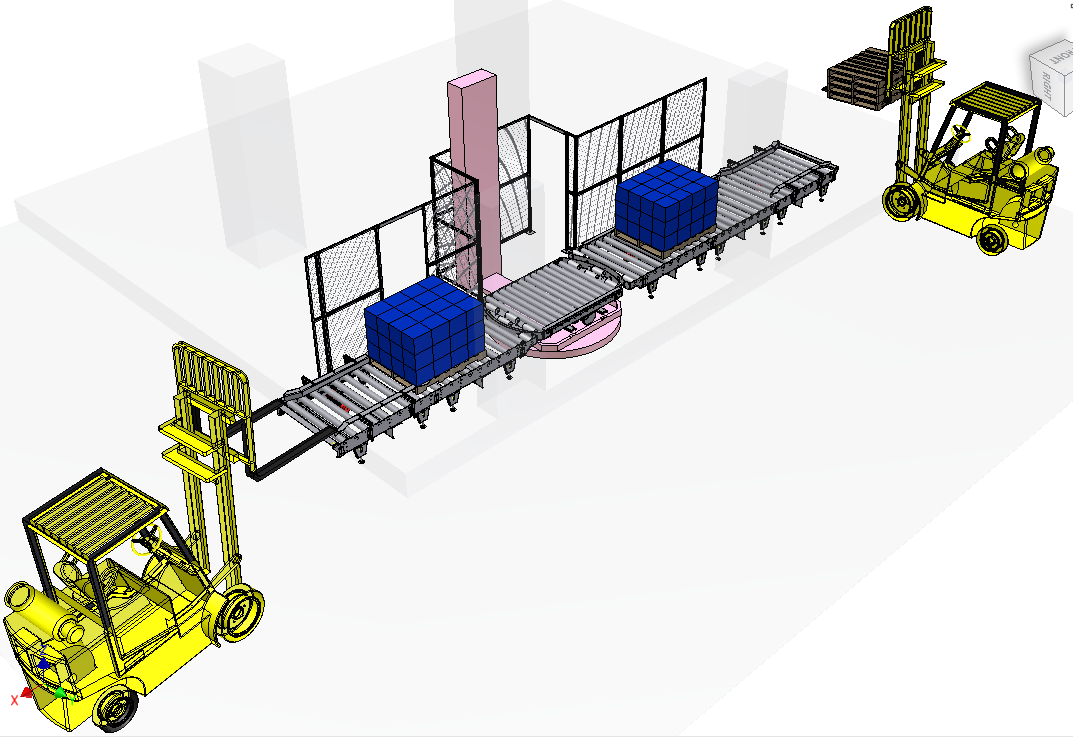 带收缩包装转动辊式输送机的调色板辊式输送机