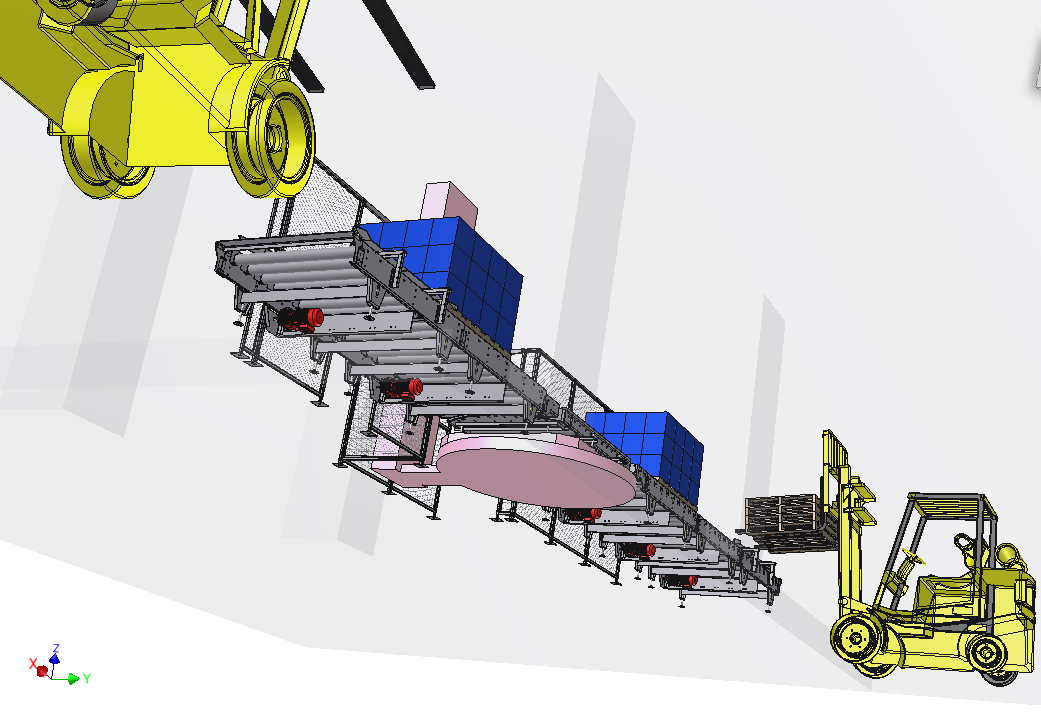 带收缩包装转动辊式输送机的调色板辊式输送机