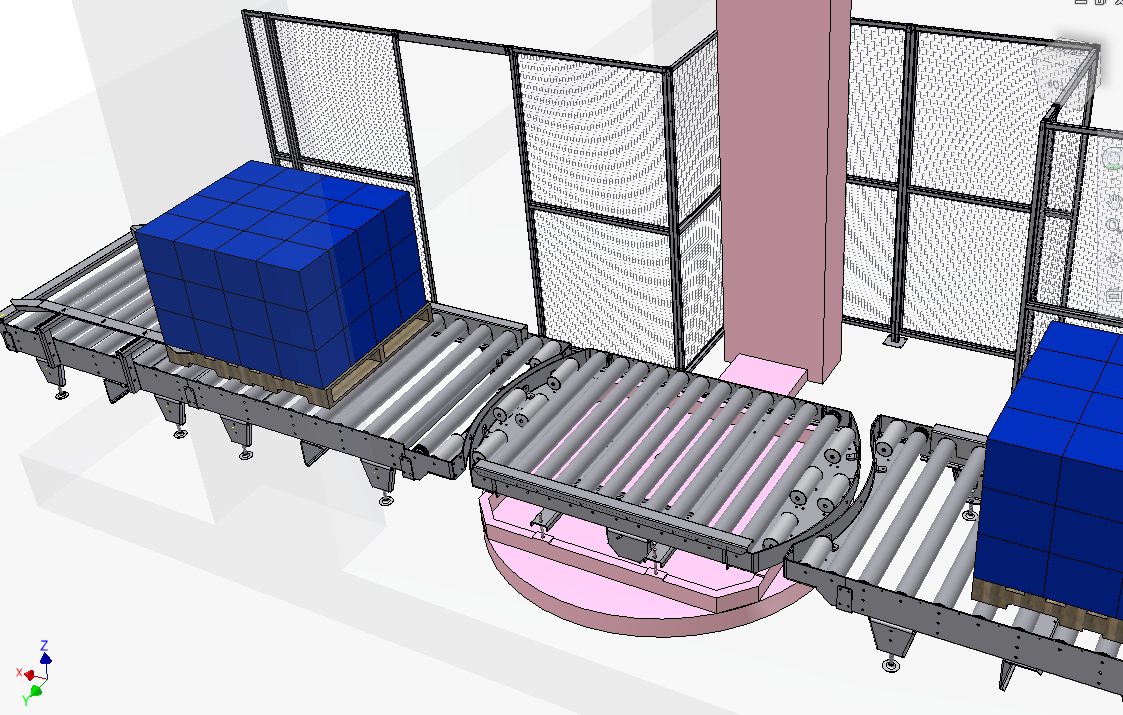 带收缩包装转动辊式输送机的调色板辊式输送机