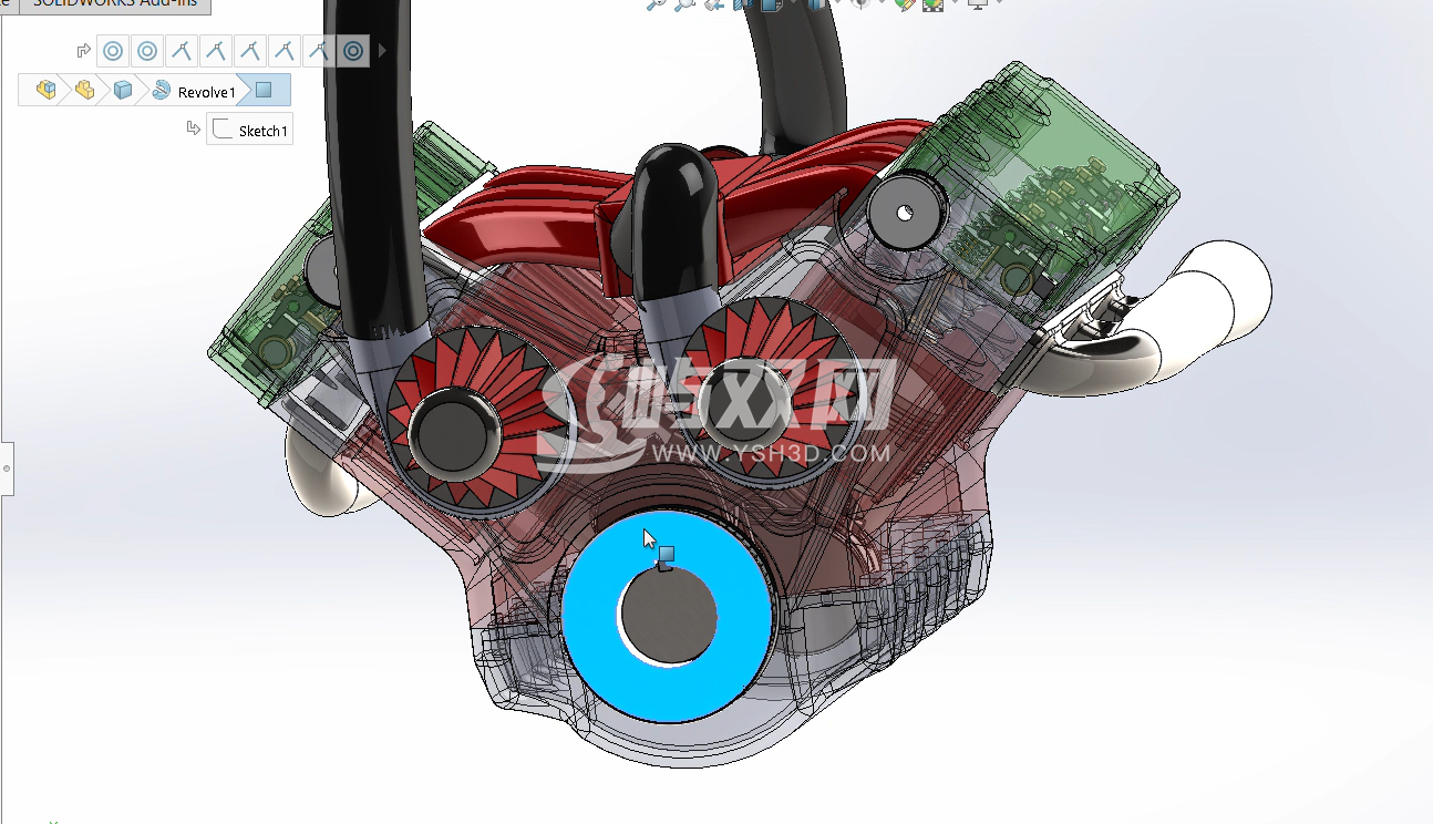 带二维图纸的 V6 双涡轮增压发动机