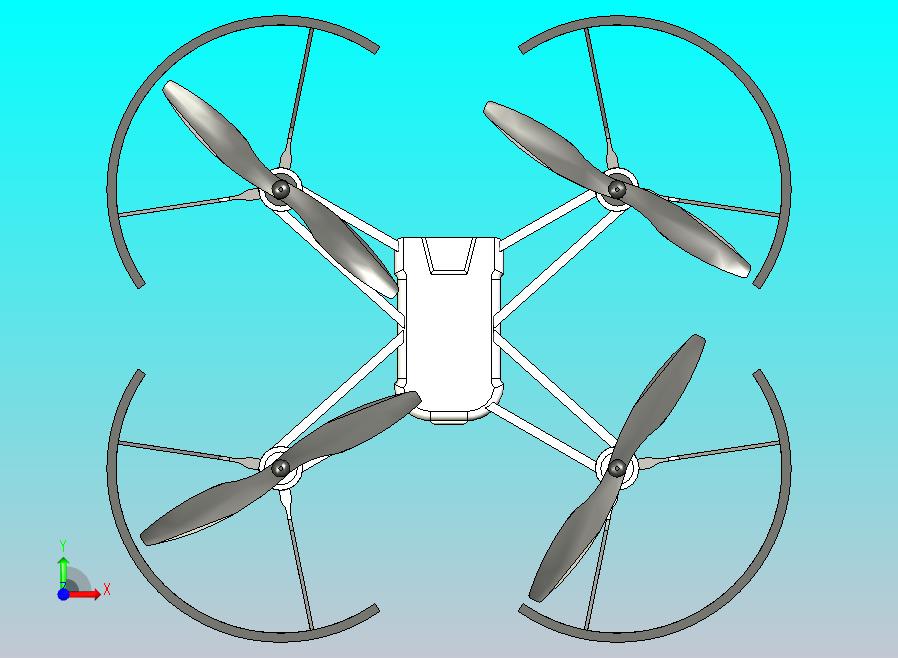 四轴飞行无人机简易3D图纸三维建模