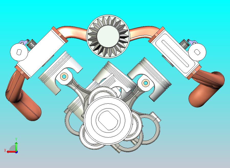 V6发动机简易结构模型3D图纸