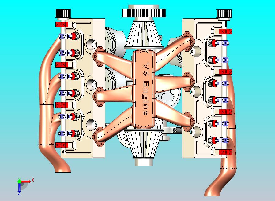 V6发动机简易结构模型3D图纸