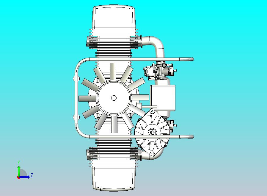 Boxer双缸发动机3D数模图纸