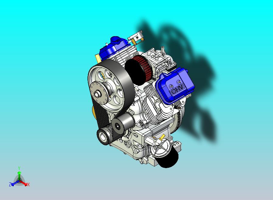 V型双缸发动机3D图纸模型