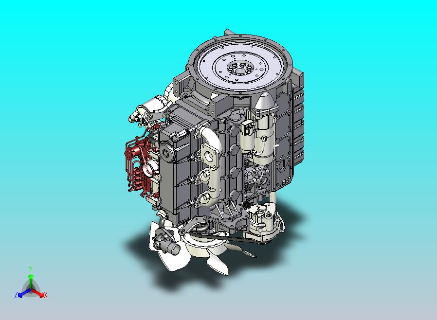 KUBOTA V3600柴油发动机模型3D图纸