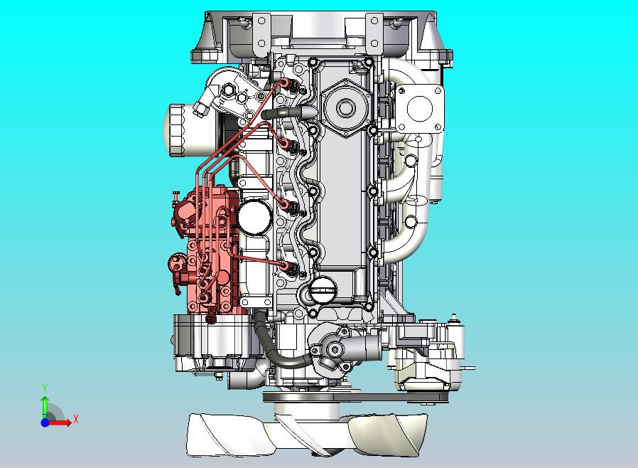KUBOTA V3600柴油发动机模型3D图纸