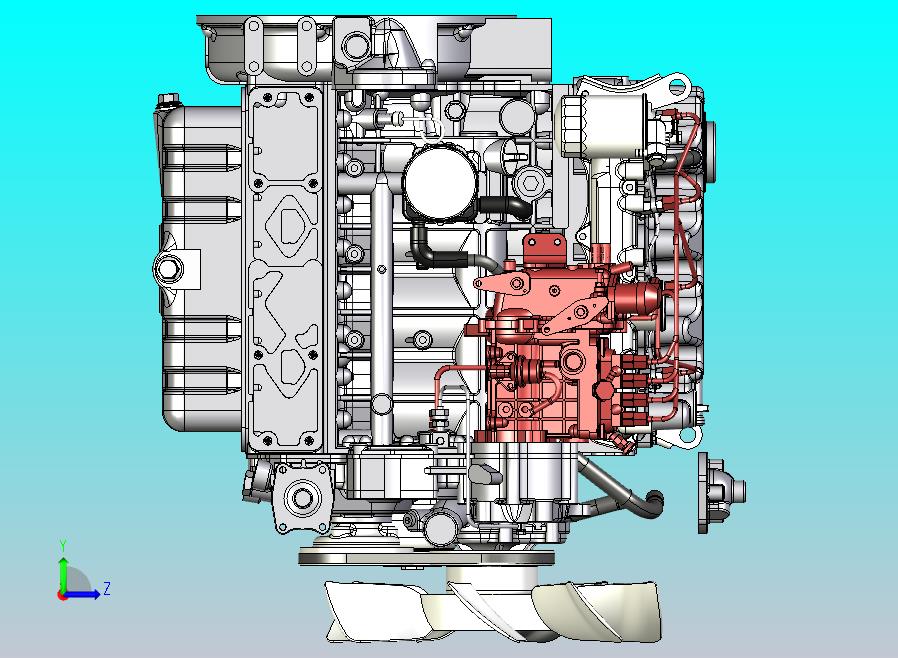 KUBOTA V3600柴油发动机模型3D图纸
