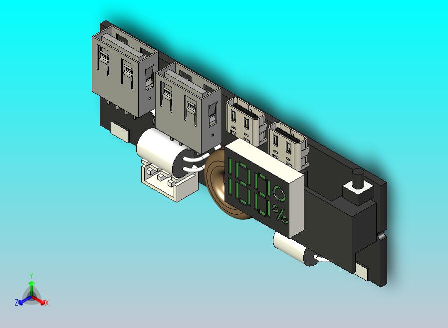 LED双USB PD快充5A 100W Type-C USB移动电源18650充电模块带温度保护