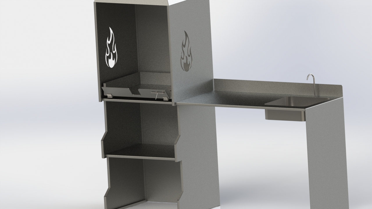 采用折叠金属板设计的烧烤架