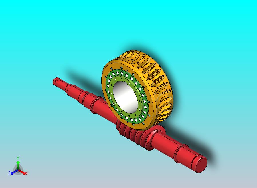 蜗轮蜗杆传动副装配体三维Creo4.0 