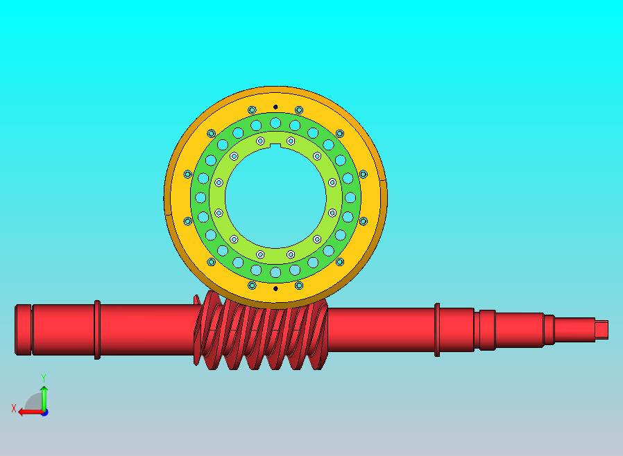 蜗轮蜗杆传动副装配体三维Creo4.0 