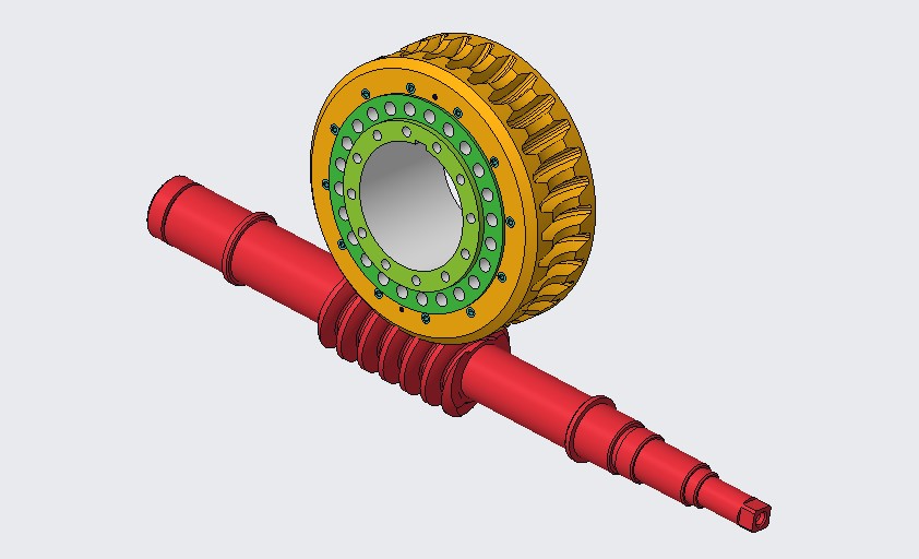 蜗轮蜗杆传动副装配体三维Creo4.0 