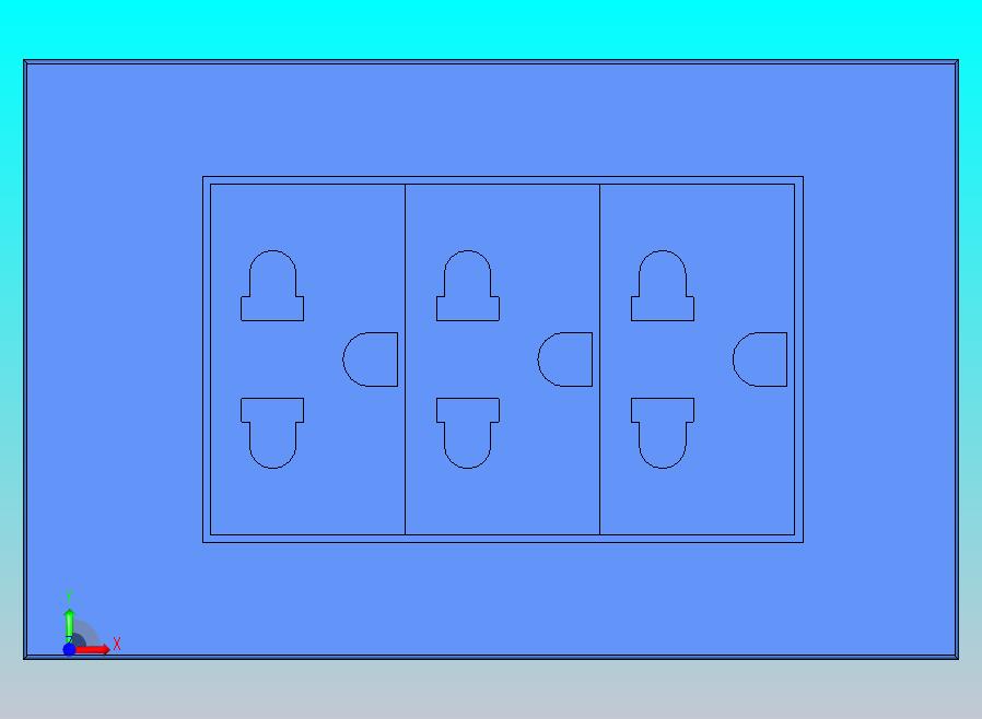 通用3孔壁装插座，带地面