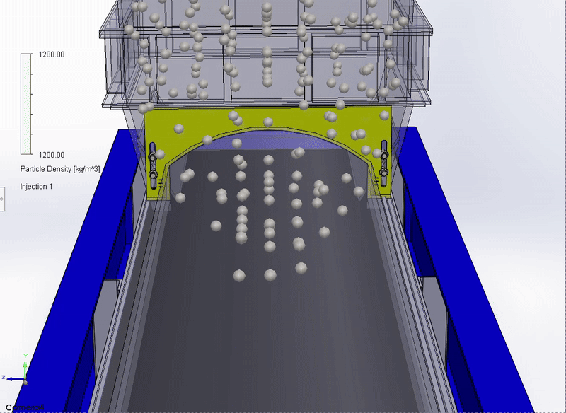 SolidWorks中水泥从溜槽卸料到带式输送机