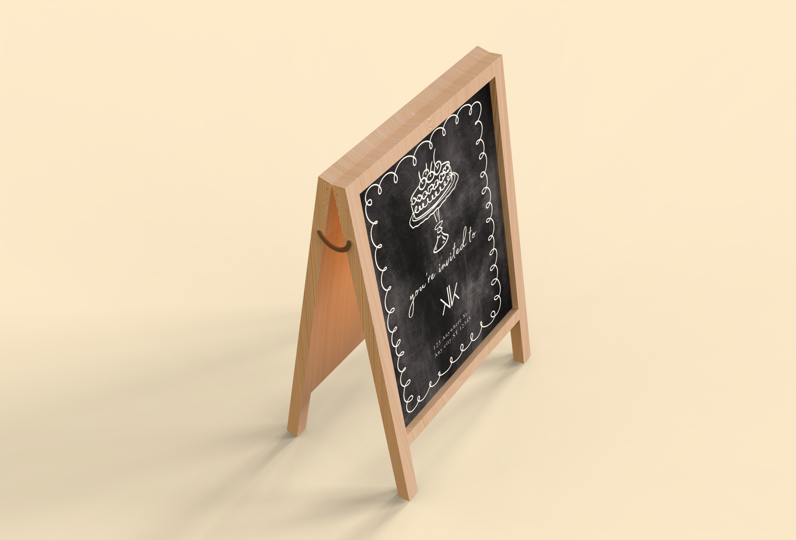 带木质边框的黑板标志