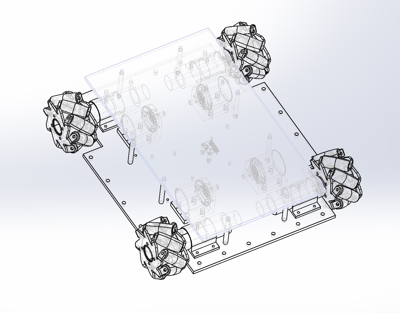 自动化导引车AGV麦克纳姆轮小车3D图