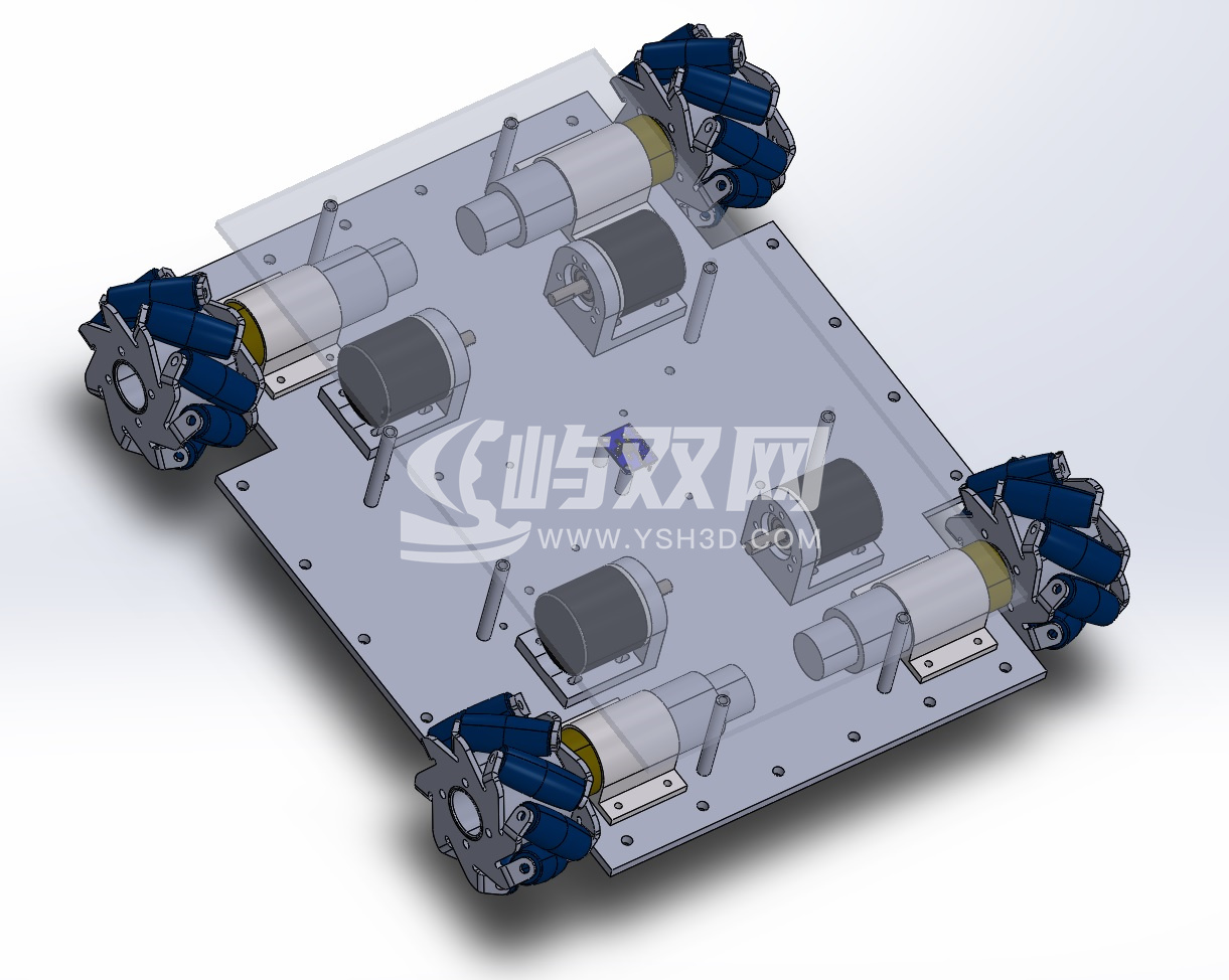 自动化导引车AGV麦克纳姆轮小车3D图