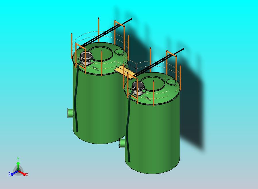 100立方米水箱的布局，现在配备了圆形振动筛。